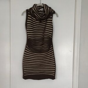 Hot & Delicious Brown and Tan Striped Mini Dress